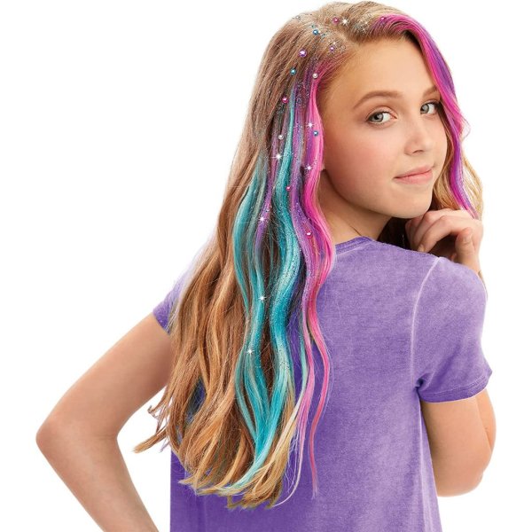 shimmer ‘n sparkle glitter and glam metallic hair art set with hair chalk pens and hair gems7