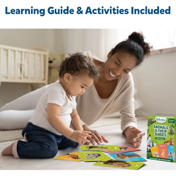skillmatics thick flash cards for toddlers animals & their babies, 3 in 1 educational game4