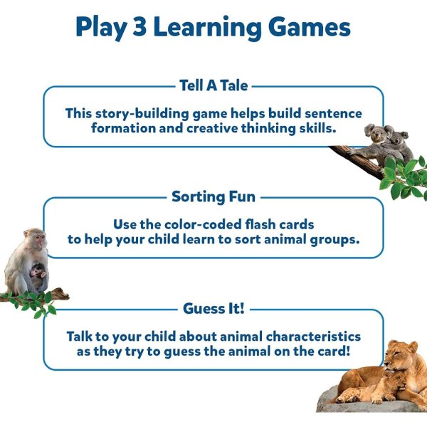skillmatics thick flash cards for toddlers animals & their babies, 3 in 1 educational game6