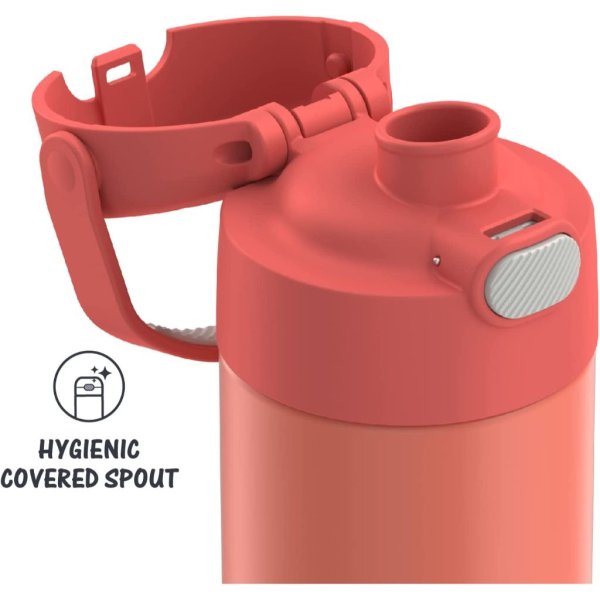 thermos funtainer 16 ounce stainless steel vacuum insulated bottle with wide spout lid, apricot2