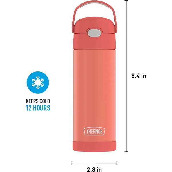 thermos funtainer 16 ounce stainless steel vacuum insulated bottle with wide spout lid, apricot4