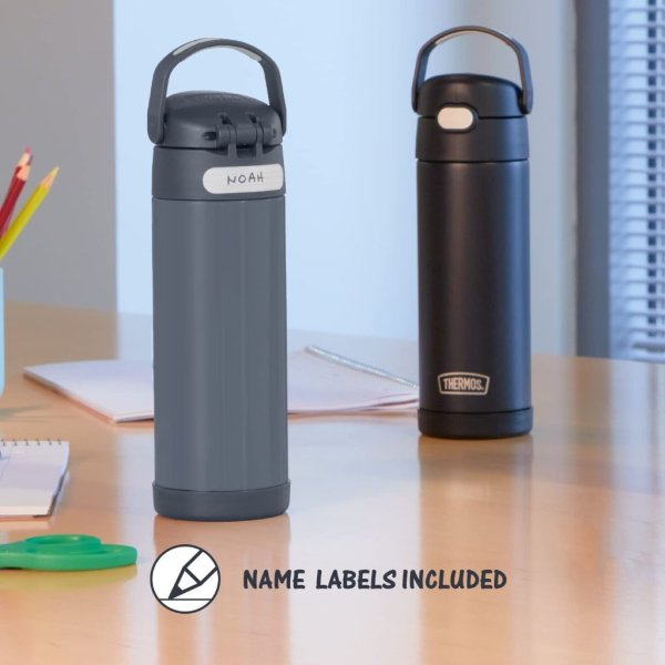thermos funtainer 16 ounce stainless steel vacuum insulated bottle with wide spout lid, denim blue5