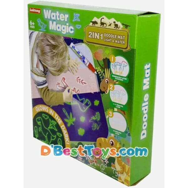 water magic 2 in 1 doodle mat light and water (glow in the dark) dinosaur
