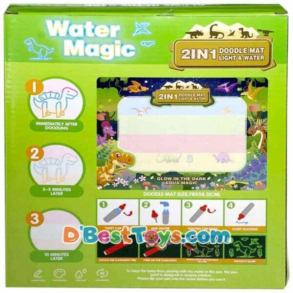 water magic 2 in 1 doodle mat light and water (glow in the dark) dinosaur2