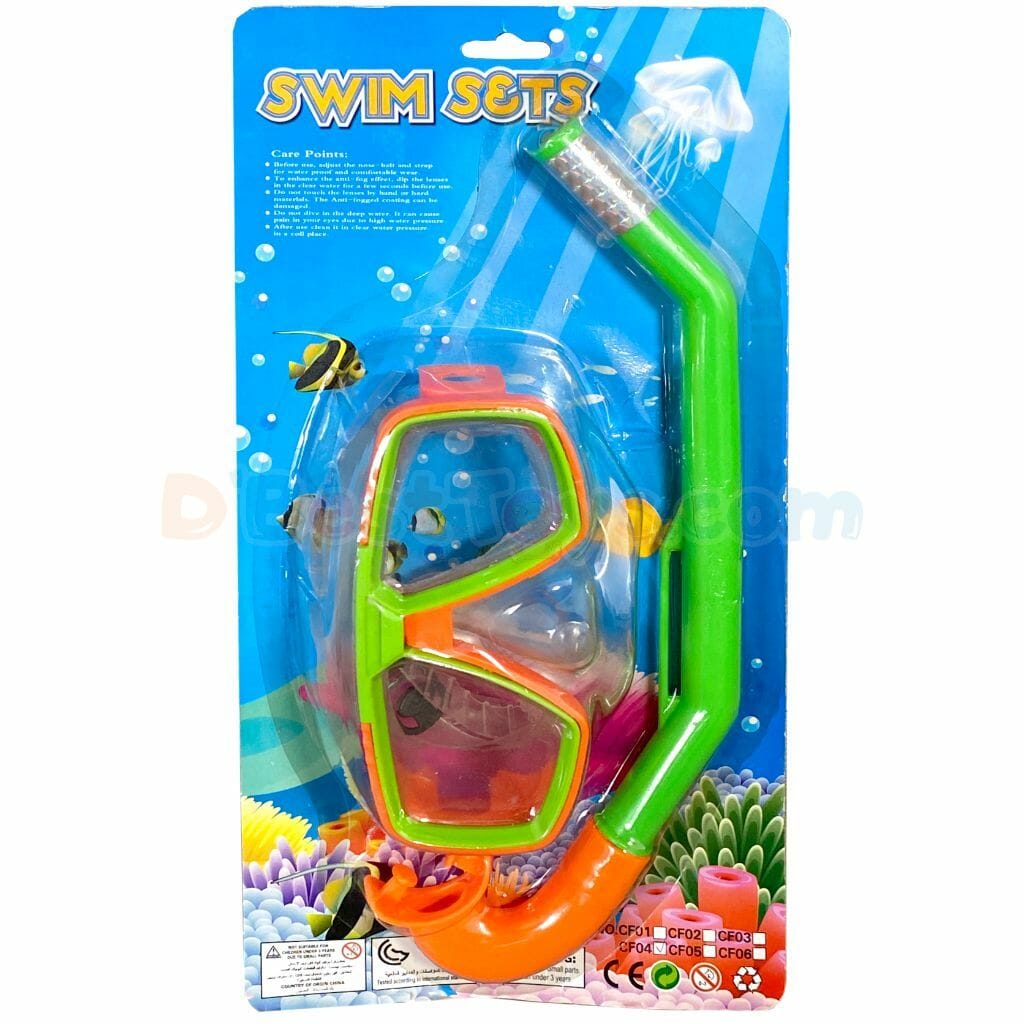assorted swim sets with googles and breathing tube