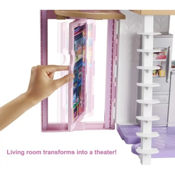 barbie malibu house dollhouse playset with 25+ furniture and accessories (6 rooms) 3