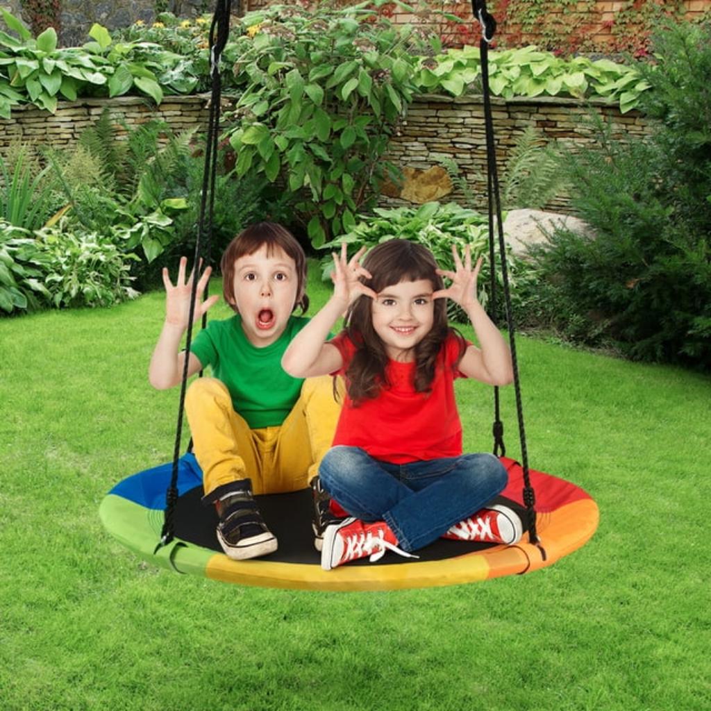 goplus 40” flying saucer tree swing indoor outdoor play set swing for kids colorful —2