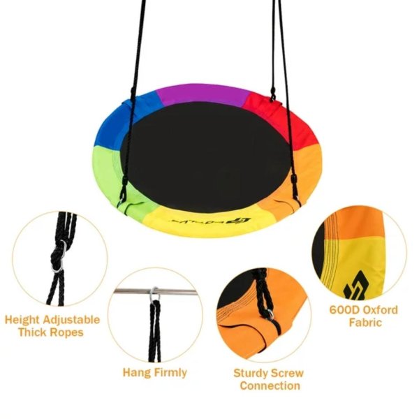goplus 40” flying saucer tree swing indoor outdoor play set swing for kids colorful —5