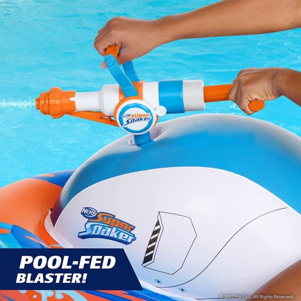 nerf super soaker stormforce ride on racer – inflatable pool float with pool fed mega water blaster3