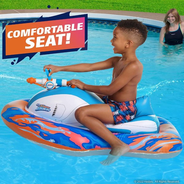 nerf super soaker stormforce ride on racer – inflatable pool float with pool fed mega water blaster4