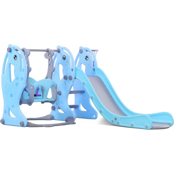 unicoo 4 in 1 toddler slide and swing set light blue4