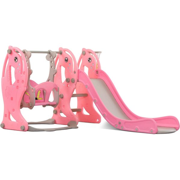 unicoo 4 in 1 toddler slide and swing set pink4
