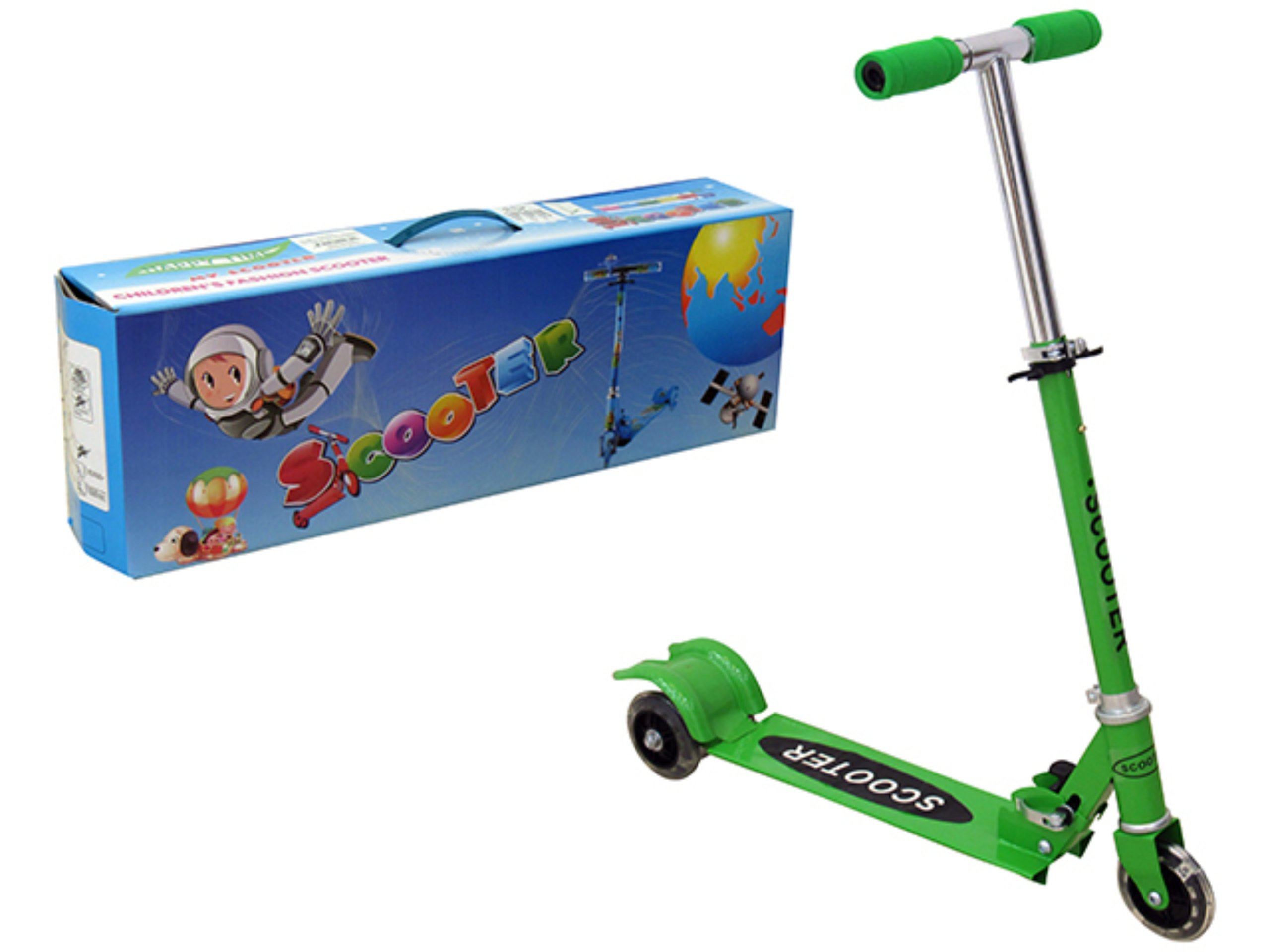 green two wheels kids scooter