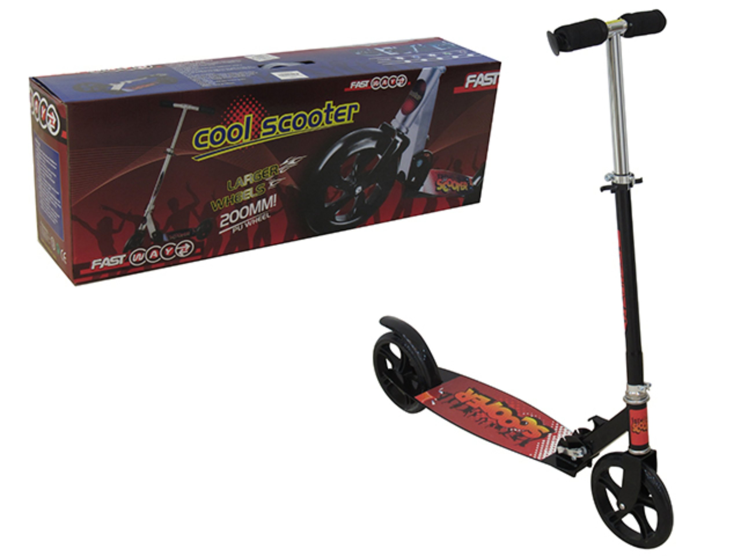red and black foldable two wheels kids scooter