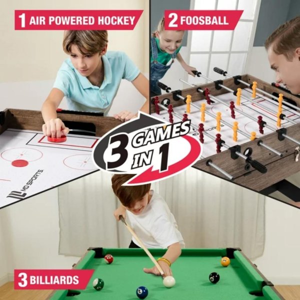 md sports 48″ combo air powered hockey, foosball, and billiard game table 3