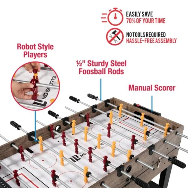 md sports 48″ combo air powered hockey, foosball, and billiard game table 4