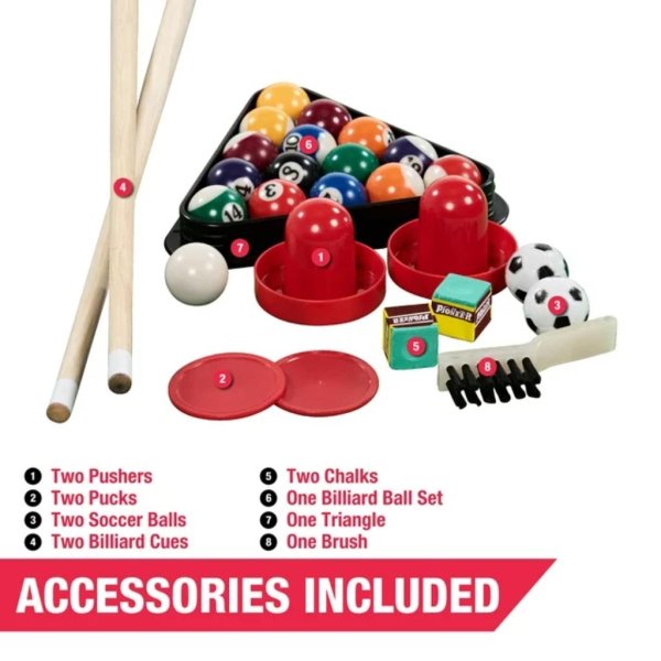 md sports 48″ combo air powered hockey, foosball, and billiard game table 5