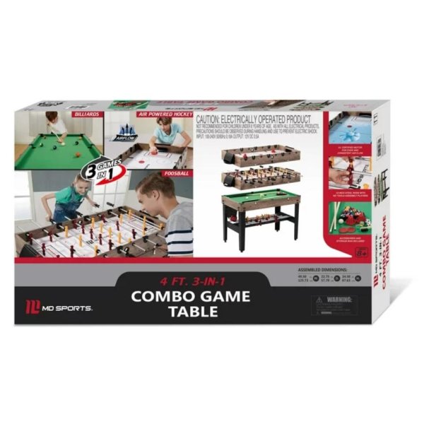 md sports 48″ combo air powered hockey, foosball, and billiard game table 6