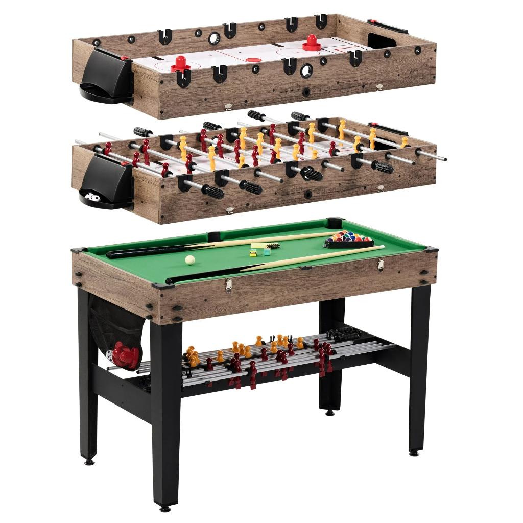 md sports 48″ combo air powered hockey, foosball, and billiard game table