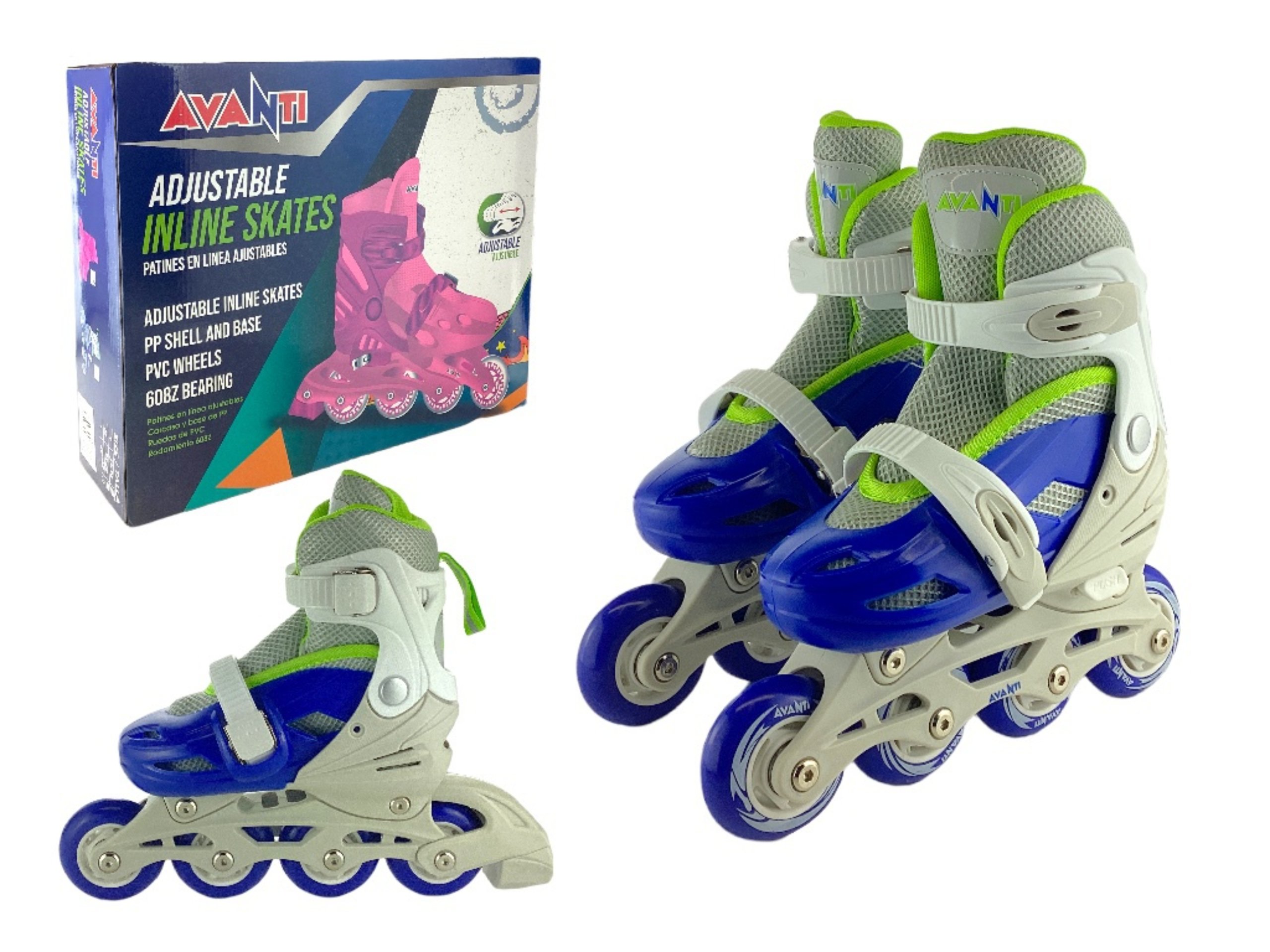 blue & green inline skates