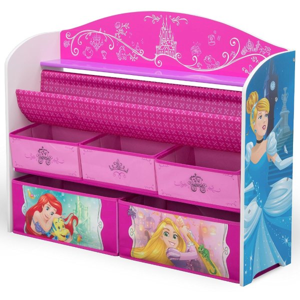 delta children deluxe book & toy organizer, greenguard gold certified, disney princess, 1 count1