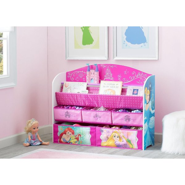 delta children deluxe book & toy organizer, greenguard gold certified, disney princess, 1 count2