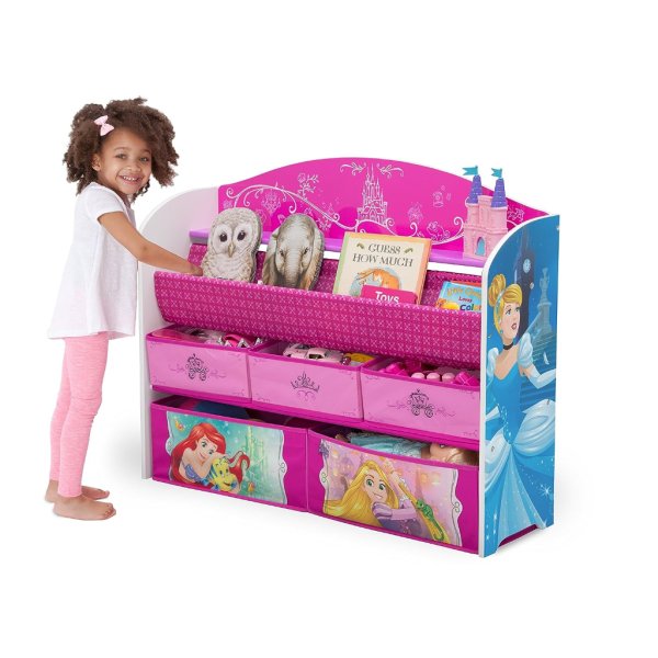 delta children deluxe book & toy organizer, greenguard gold certified, disney princess, 1 count3