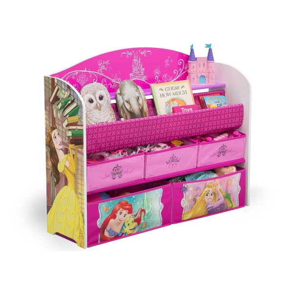 delta children deluxe book & toy organizer, greenguard gold certified, disney princess, 1 count4