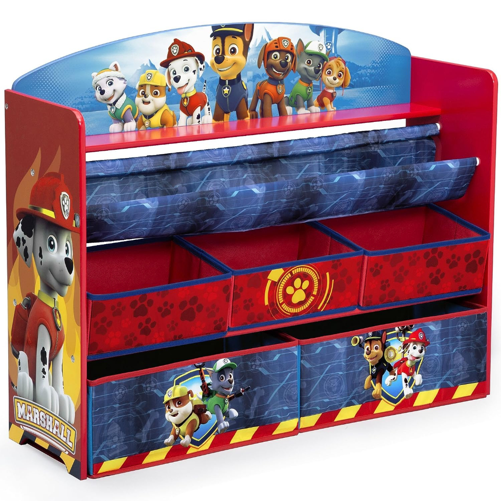 delta children deluxe book & toy organizer, nick jr. paw patrol