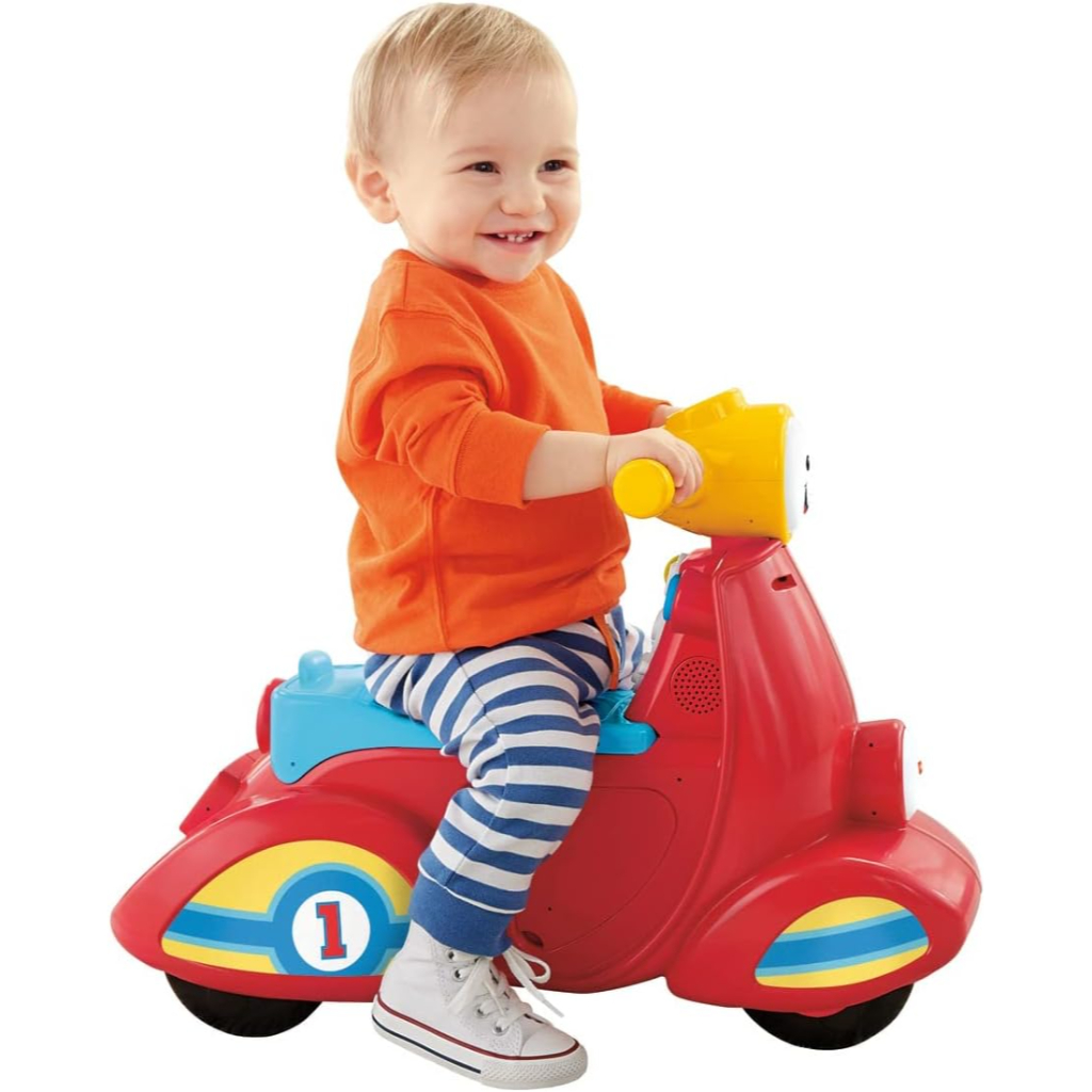 fisher price laugh & learn toddler ride on, smart stages scooter, musical learning toy with motion activated songs for ages 1+ years