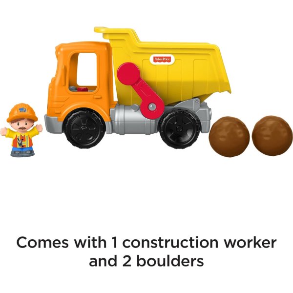 fisher price little people work together dump truck toy with music & sounds, 3 pieces, toddler construction toy1