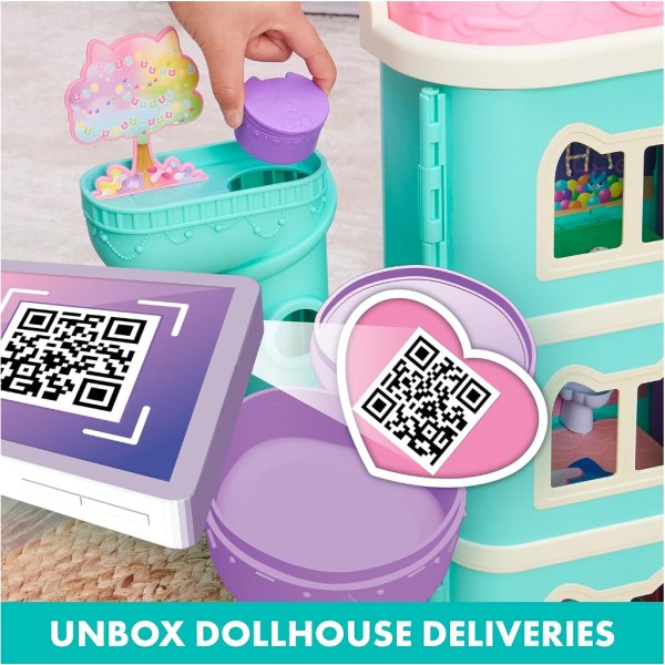 gabby's dollhouse, purrfect dollhouse with 15 pieces including toy figures, furniture, accessories and sounds, kids toys for ages 3 and up3
