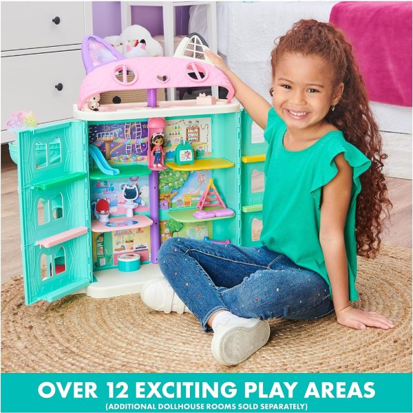 gabby's dollhouse, purrfect dollhouse with 15 pieces including toy figures, furniture, accessories and sounds, kids toys for ages 3 and up6