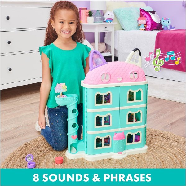 gabby's dollhouse, purrfect dollhouse with 15 pieces including toy figures, furniture, accessories and sounds, kids toys for ages 3 and up7