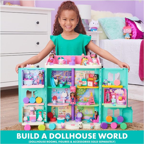 gabby's dollhouse, purrfect dollhouse with 15 pieces including toy figures, furniture, accessories and sounds, kids toys for ages 3 and up8