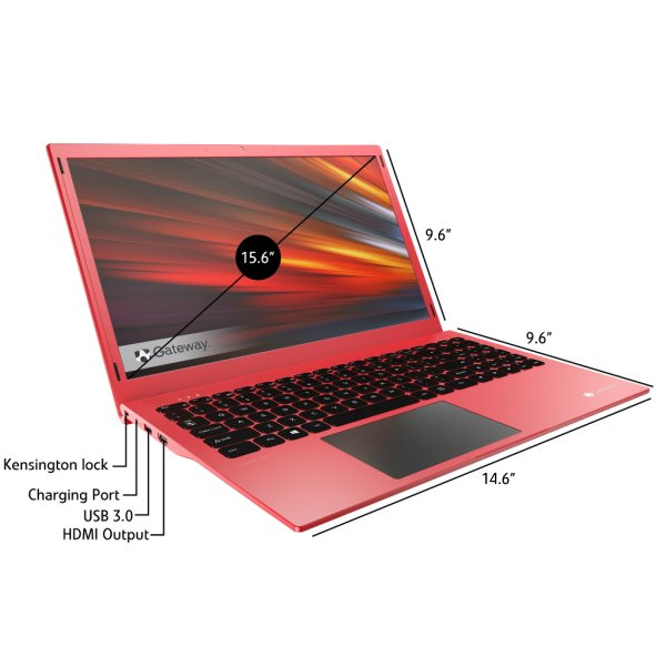 gateway 15.6 fhd laptop:4gb ram:128gb hd:red3