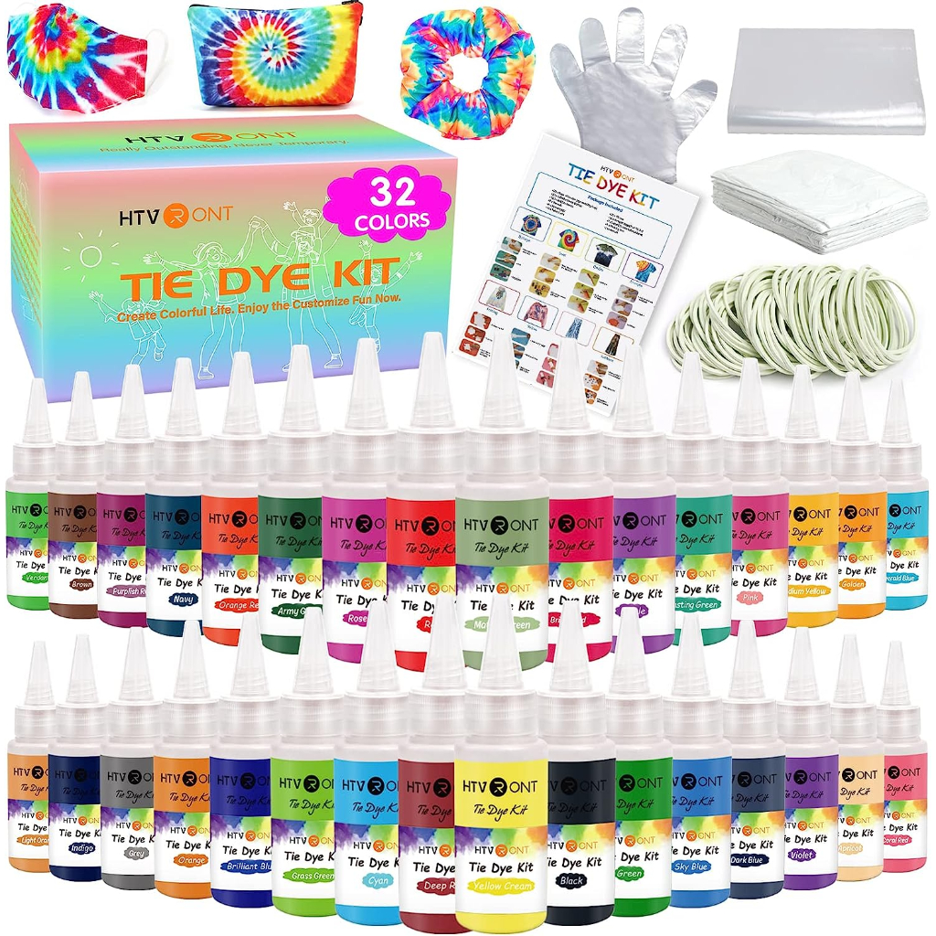 htvront tie dye kit 32 vibrant colors pre filled bottles tyedyedye kit