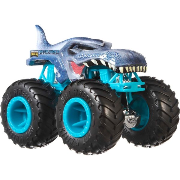 hot wheels monster trucks 1:64 scale 2 packs, 2 toy trucks with giant wheels5
