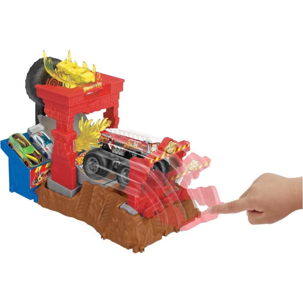 hot wheels monster trucks arena smashers 5 alarm fire crash challenge playset with 5 alarm toy truck3
