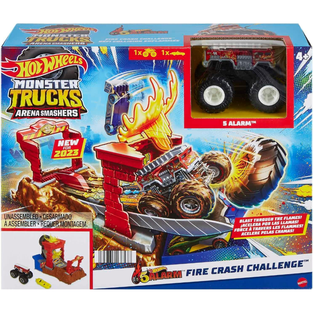hot wheels monster trucks arena smashers 5 alarm fire crash challenge playset with 5 alarm toy truck4