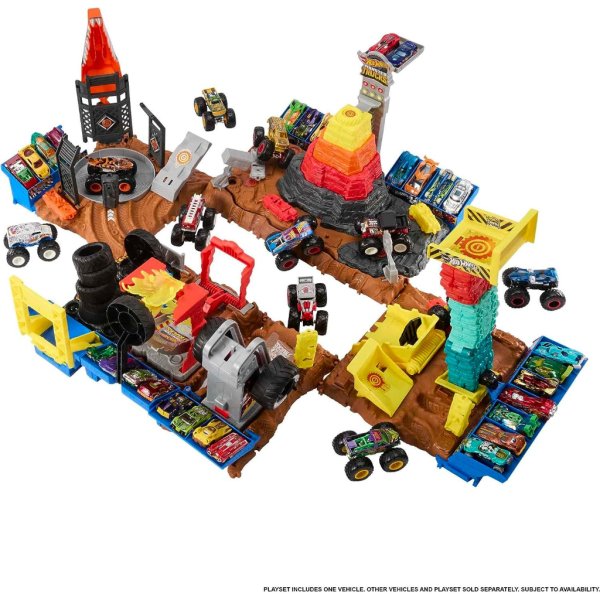 hot wheels monster trucks arena smashers 5 alarm fire crash challenge playset with 5 alarm toy truck5