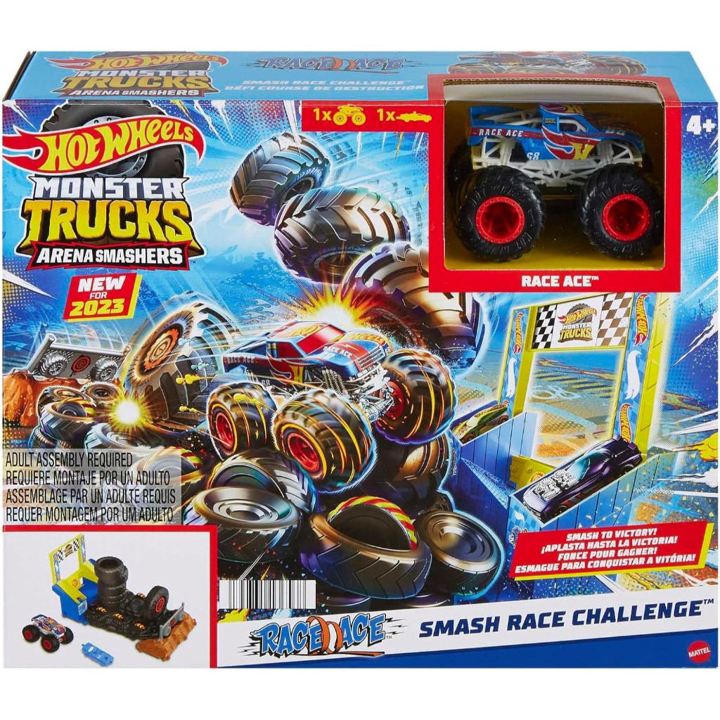 hot wheels monster trucks arena smashers race ace smash race challenge™ playset5