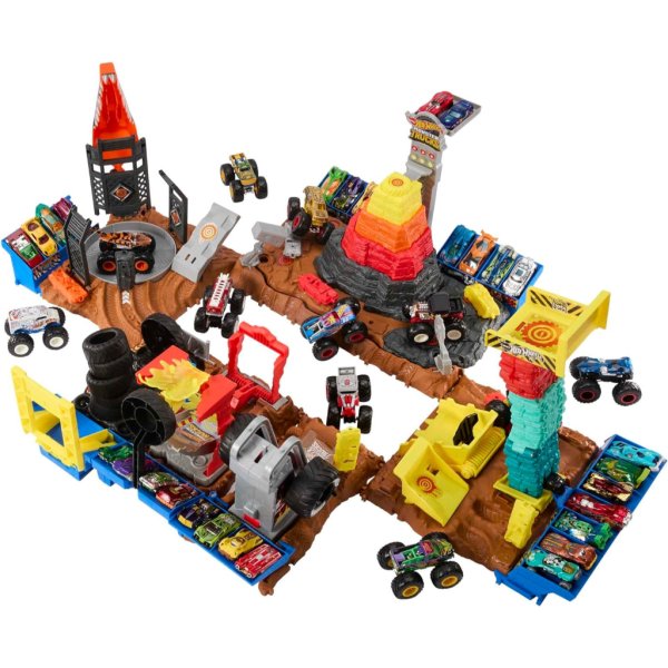 hot wheels monster trucks arena smashers race ace smash race challenge™ playset6