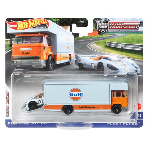 hot wheels team transport gulf porsche 917 lh fleet flyer