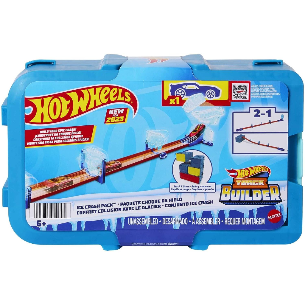 hot wheels track builder ice crash playset with toy car6