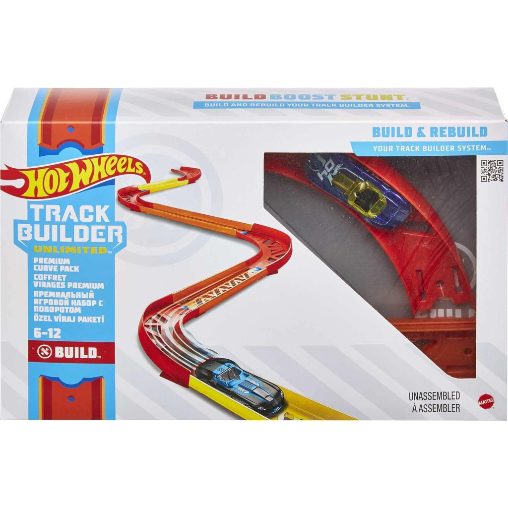 hot wheels track builder unlimited playset premium curve pack, 16 component parts & 1:64 scale toy car6