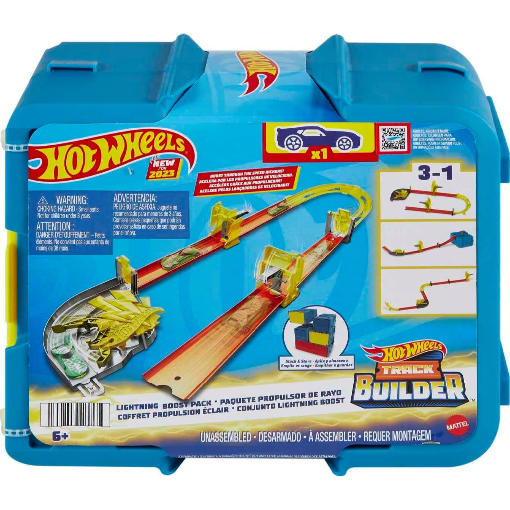 hot wheels track set with 1 toy car, lightning themed track builder set4