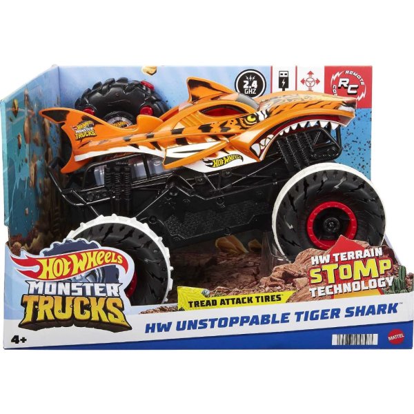 hot wheels unstoppable tiger shark rc1