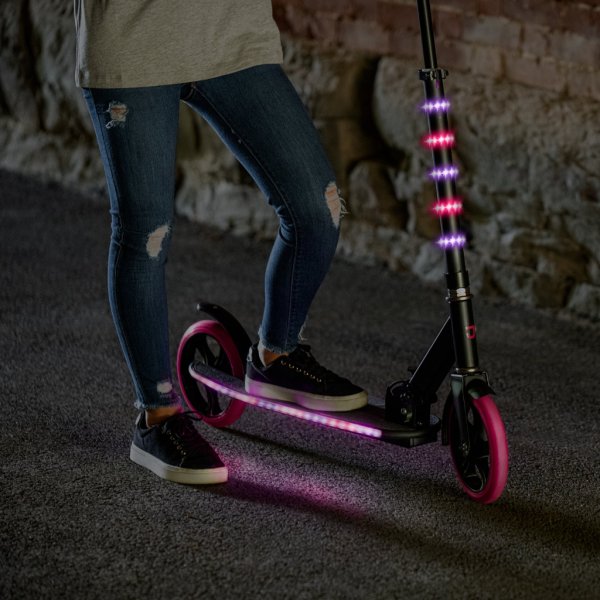 jetson helix 8 and older light up folding kids kick scooter, pink9