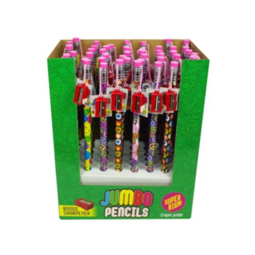 jumbo pencils with sharpener & eraser assorted